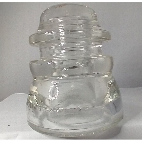 Vintage Hemingray #45 Made in USA 7-48 Clear Glass Insulator _ read description - Picture 2 of 8